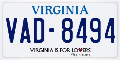 VA license plate VAD8494