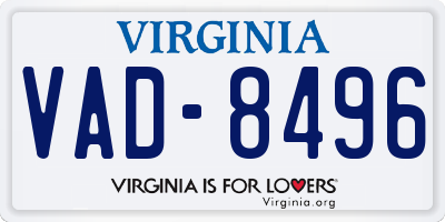 VA license plate VAD8496