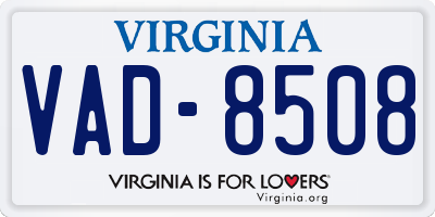 VA license plate VAD8508
