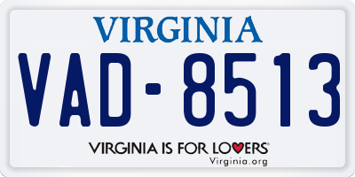 VA license plate VAD8513