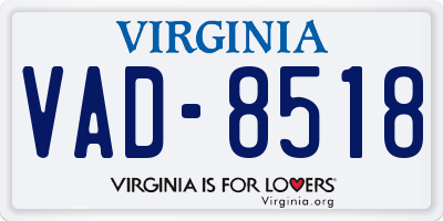 VA license plate VAD8518