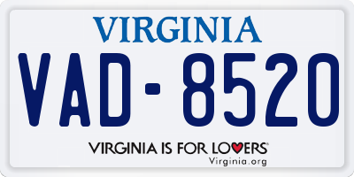 VA license plate VAD8520
