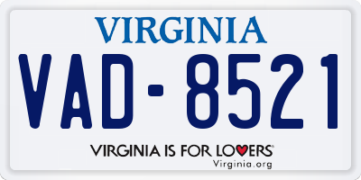 VA license plate VAD8521