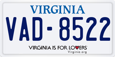 VA license plate VAD8522