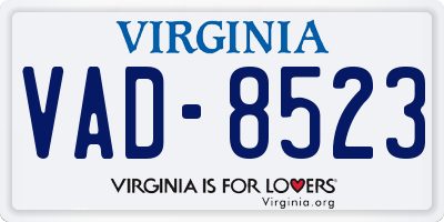 VA license plate VAD8523