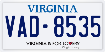 VA license plate VAD8535