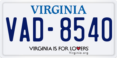 VA license plate VAD8540
