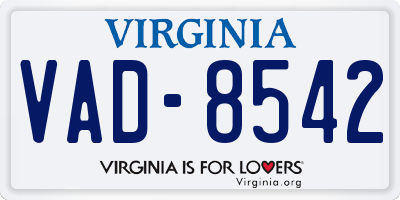 VA license plate VAD8542