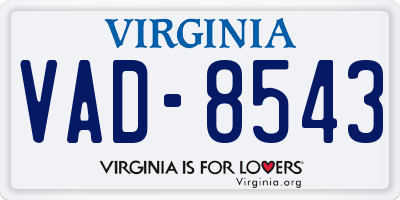 VA license plate VAD8543