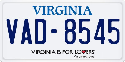 VA license plate VAD8545