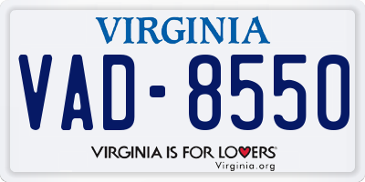 VA license plate VAD8550