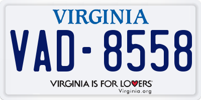VA license plate VAD8558