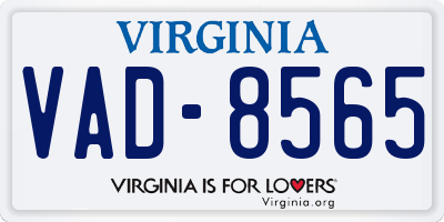 VA license plate VAD8565