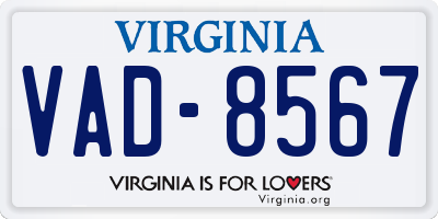 VA license plate VAD8567