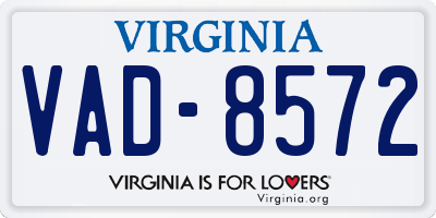 VA license plate VAD8572