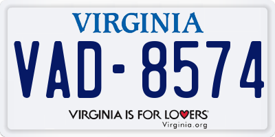 VA license plate VAD8574