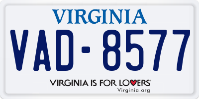 VA license plate VAD8577