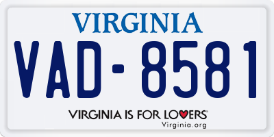 VA license plate VAD8581