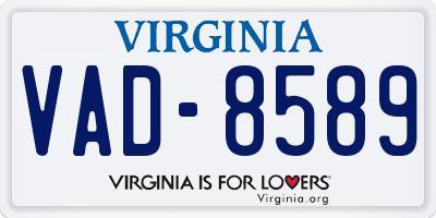 VA license plate VAD8589