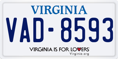 VA license plate VAD8593