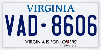 VA license plate VAD8606