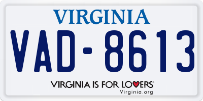 VA license plate VAD8613