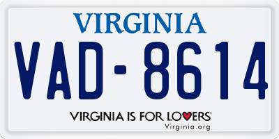 VA license plate VAD8614
