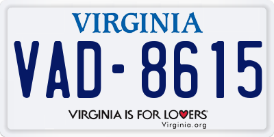 VA license plate VAD8615