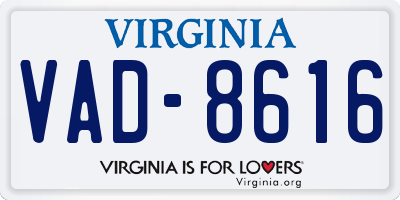 VA license plate VAD8616