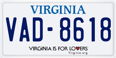 VA license plate VAD8618