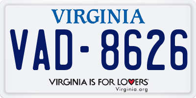VA license plate VAD8626