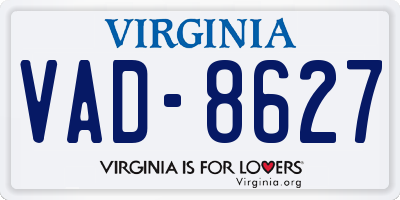 VA license plate VAD8627