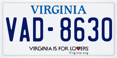VA license plate VAD8630