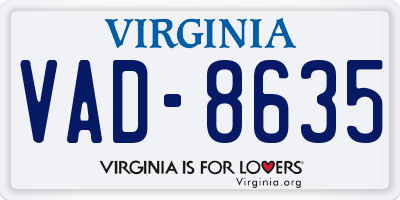 VA license plate VAD8635
