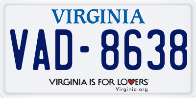 VA license plate VAD8638
