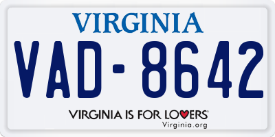 VA license plate VAD8642