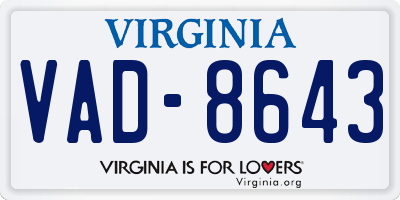 VA license plate VAD8643