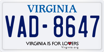 VA license plate VAD8647