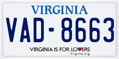 VA license plate VAD8663