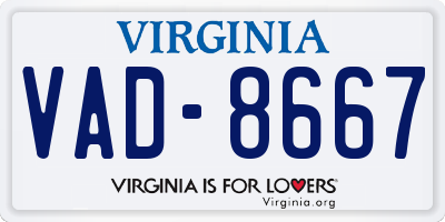 VA license plate VAD8667