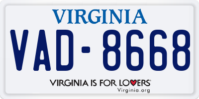 VA license plate VAD8668