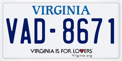 VA license plate VAD8671