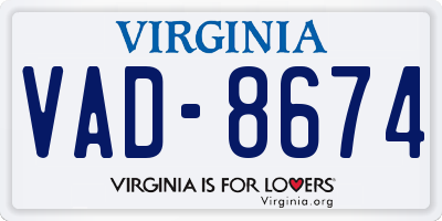 VA license plate VAD8674