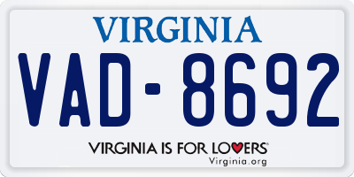 VA license plate VAD8692