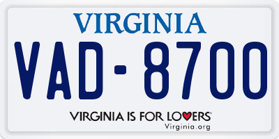 VA license plate VAD8700