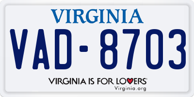 VA license plate VAD8703