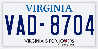 VA license plate VAD8704