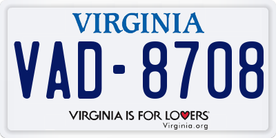 VA license plate VAD8708