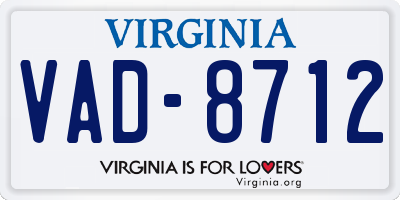 VA license plate VAD8712