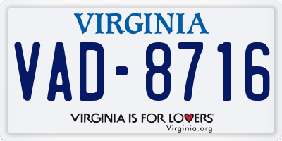 VA license plate VAD8716